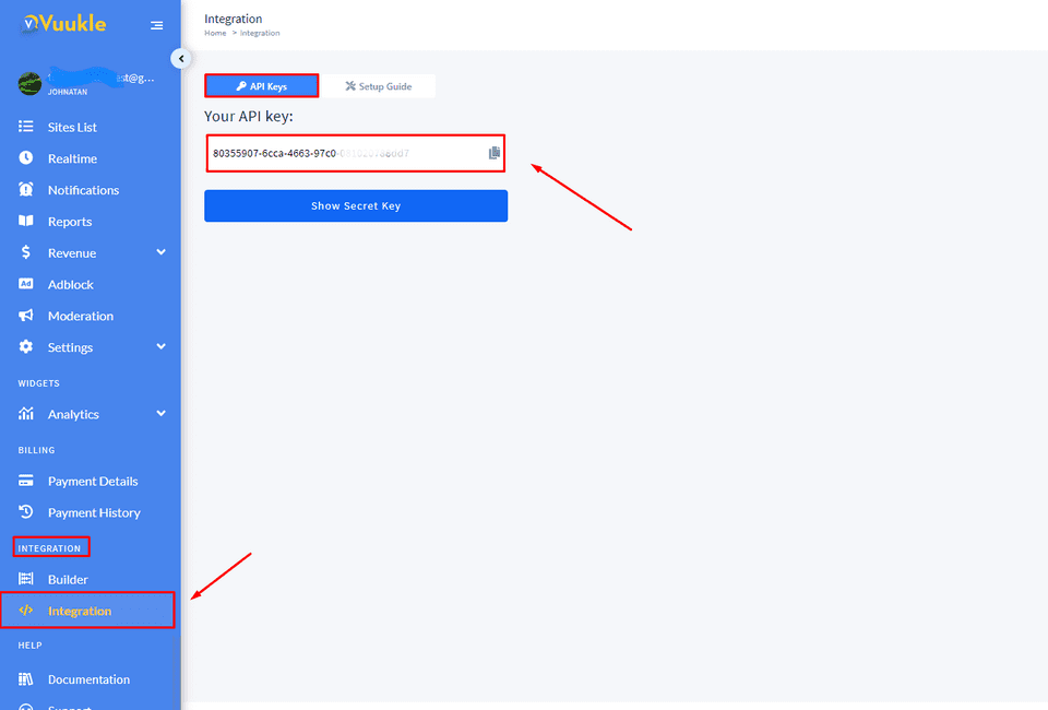 dashboard apikey 2