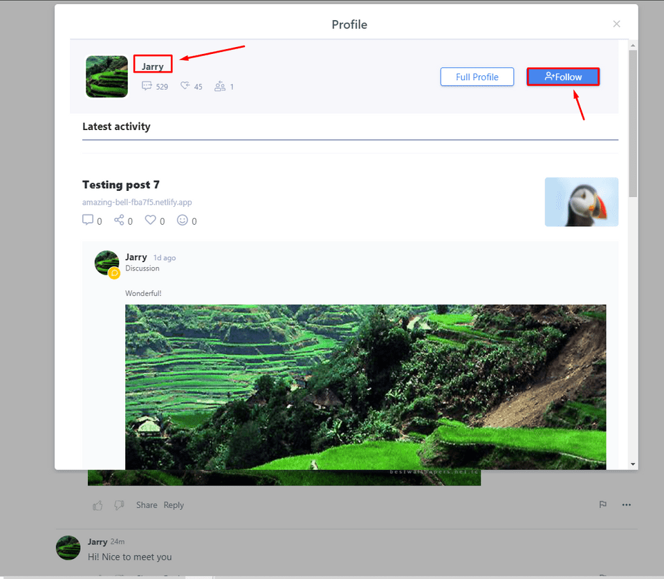 follow unfollow user 1