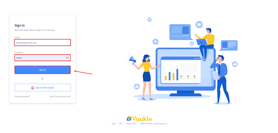 Login to Vuukle Admin Panel 02