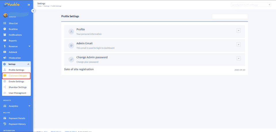 dashboard comment